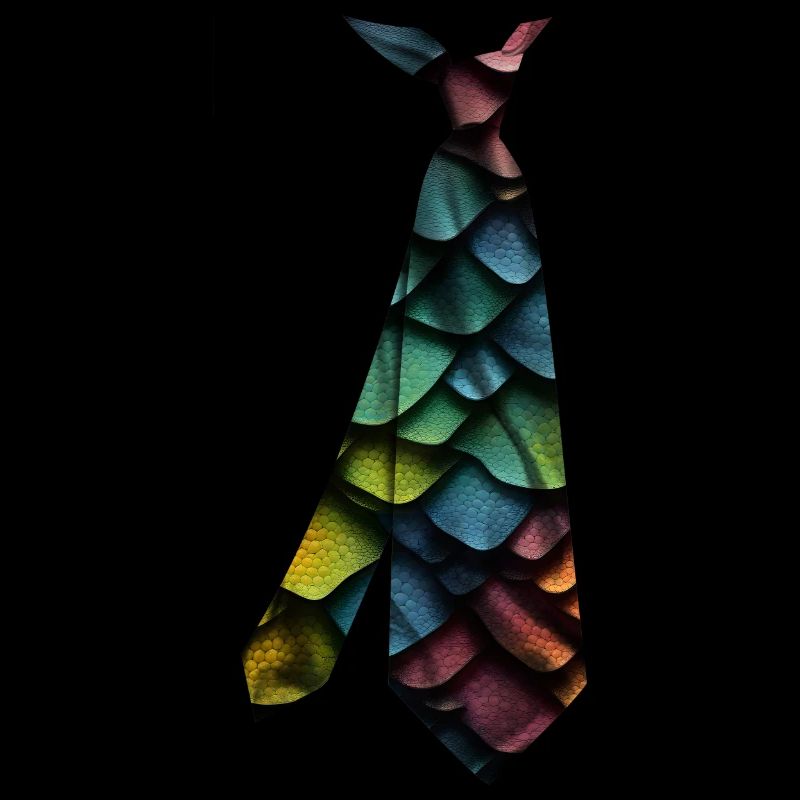 Printed necktie t-shirt colorful scale pattern
