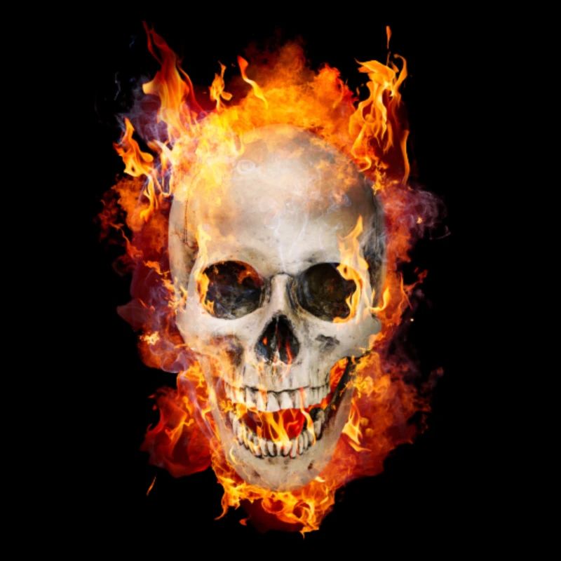 tête de mort en feu