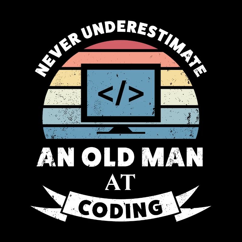 Lustiger alter Mann beim Codieren-Programmiergeschenk