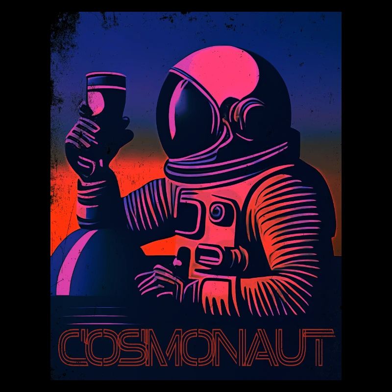 COSMONAUT mit KAFFEE V2, neon magenta