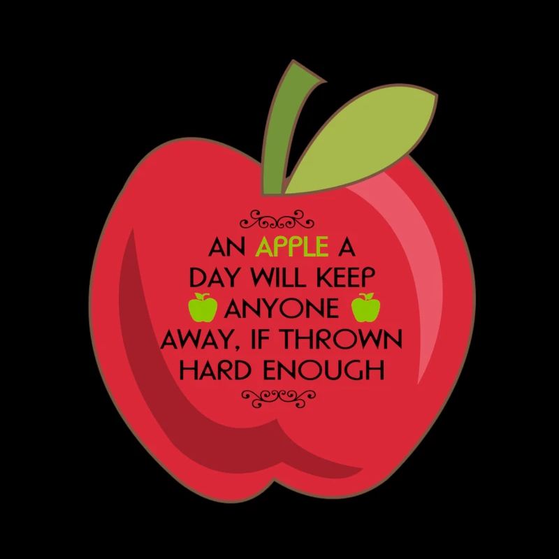 red apple with funny saying