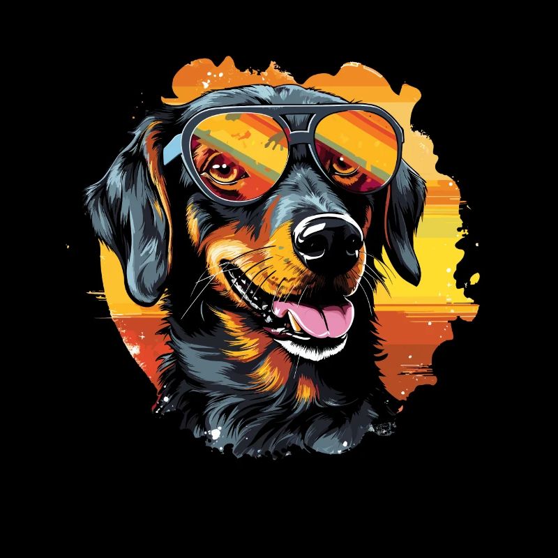 Chien pop art cool avec des lunettes de soleil