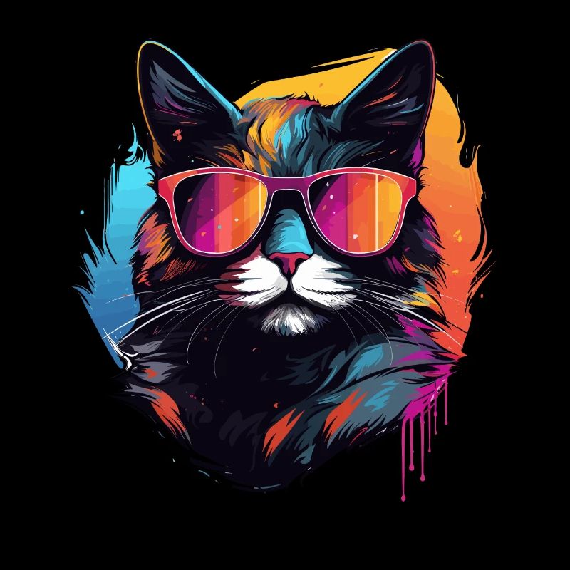 Chat Pop Art avec lunettes de soleil