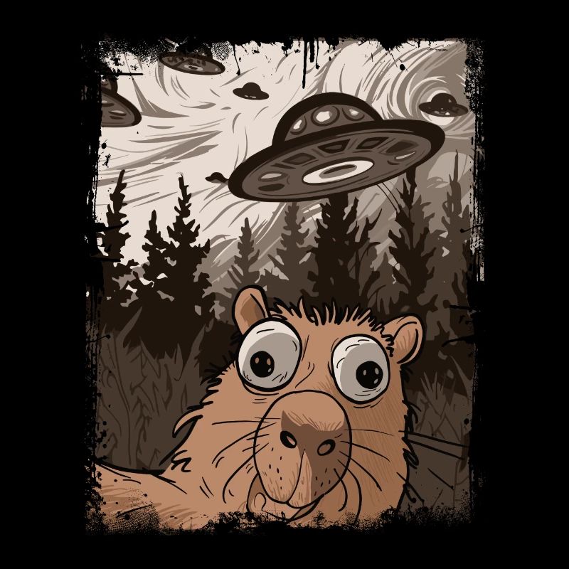 Funny Capybara Selfie Ufo Graphic