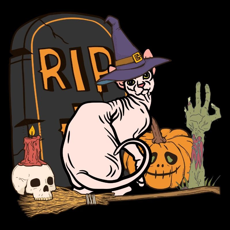 Mignon et effrayant chat d’Halloween Sphynx