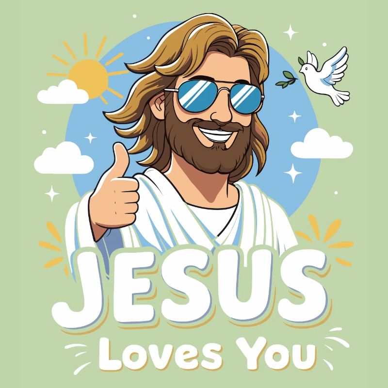 Jésus t’aime Conception de dessin animé