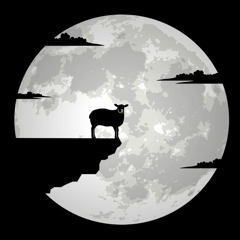 Sheep Sheep Full Moon Sheep Motif Shepherd Moon