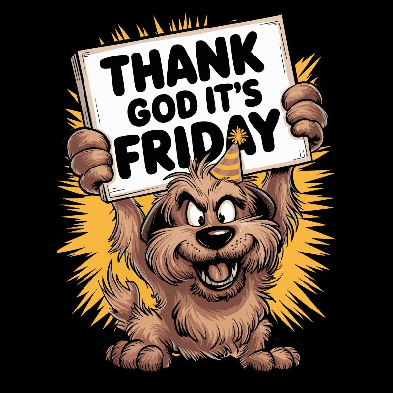 Dieu merci, c’est vendredi - Fun Happy Dog Design
