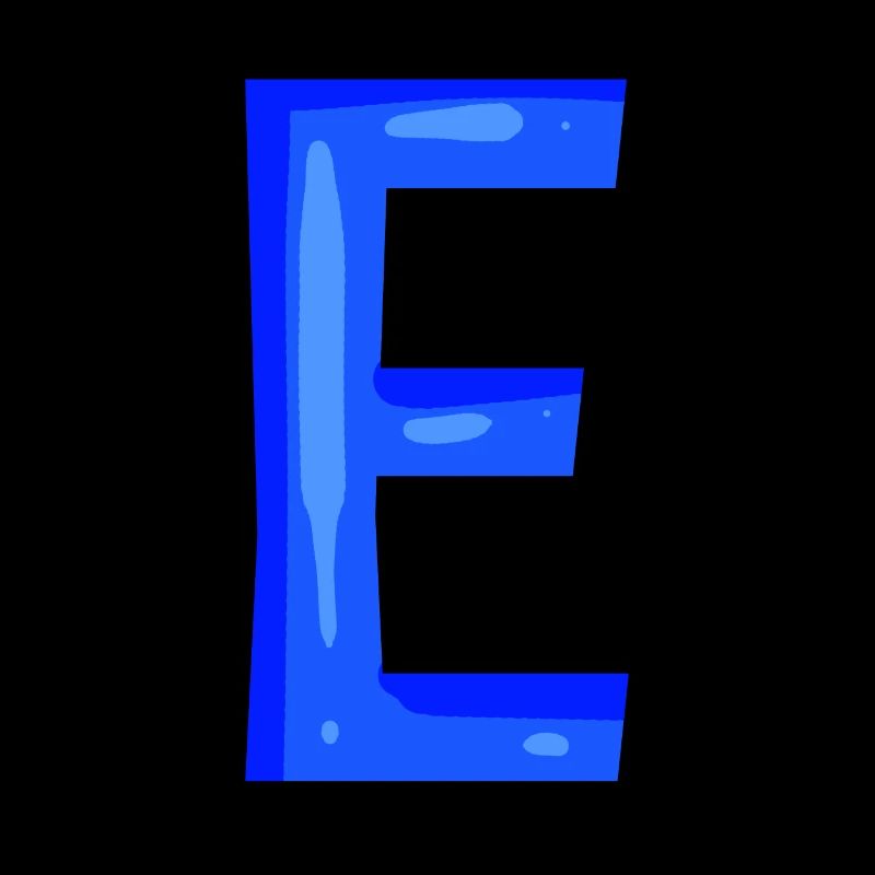 Letter E initial letter blue