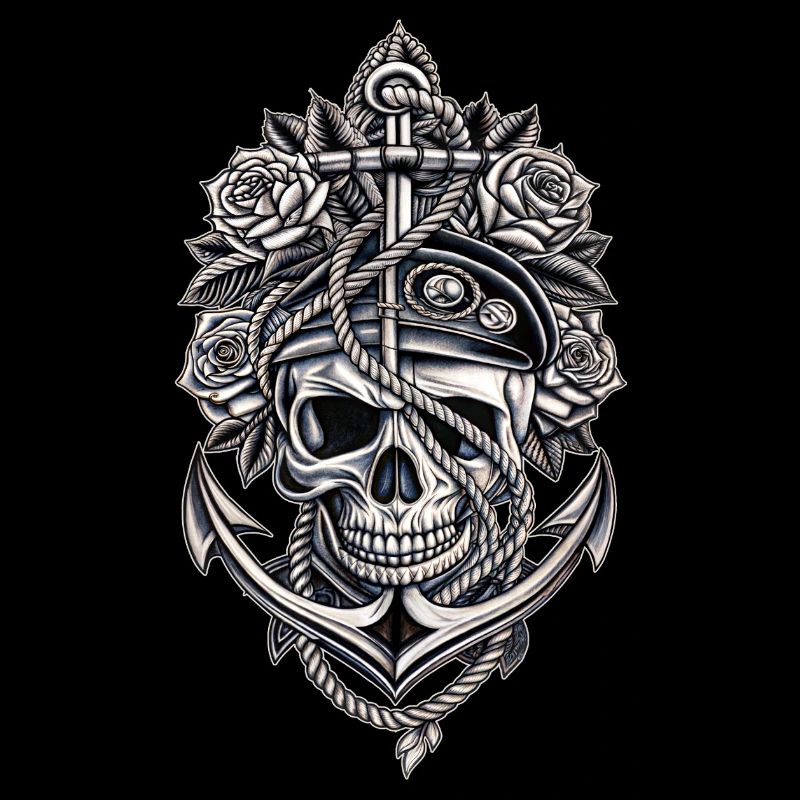 Navy Totenkopf Anker Gothic Totenschädel