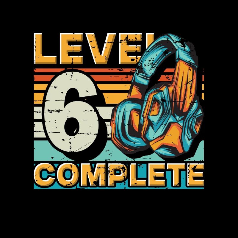 Gaming Birthday Level 6 Complete for gamers.
