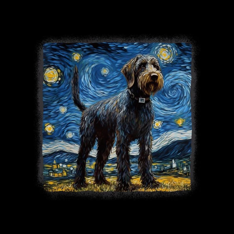 German Wirehaired Pointer Van gogh starry night
