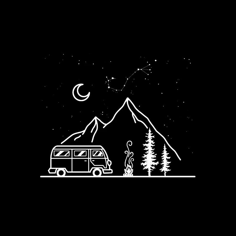 Starry Sky Caravan Campfire Mountains Gift