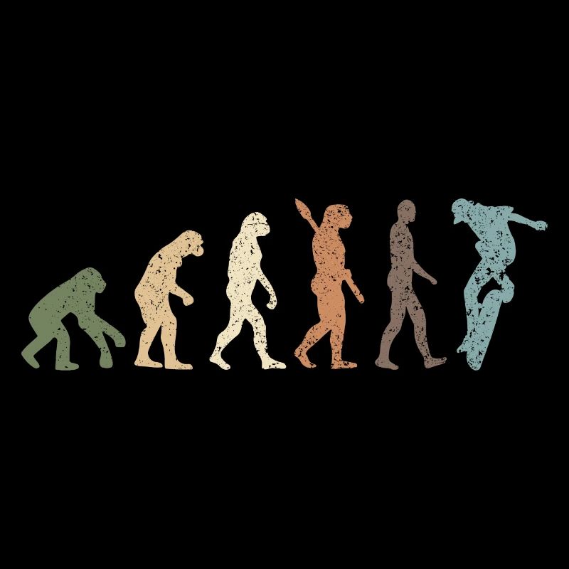 Funny Retro Evolution Of Man Skateboard
