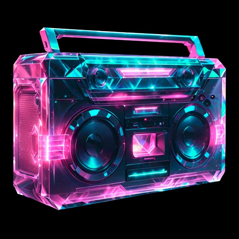 Boom box cassette recorder retro wave