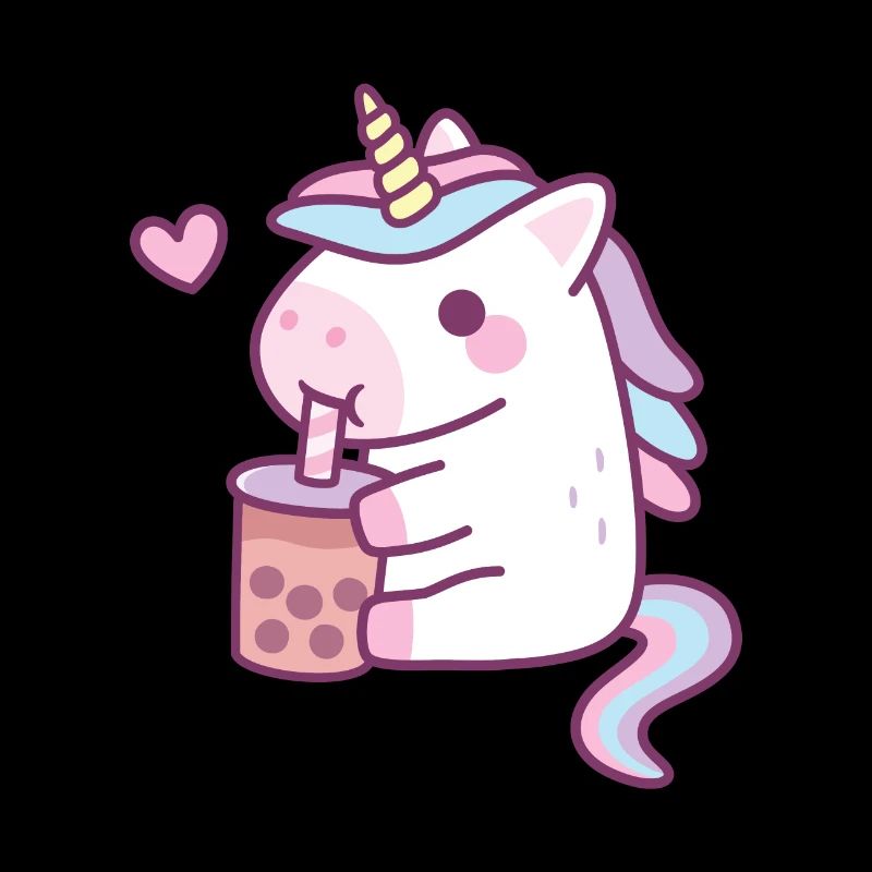 Cute Unicorn Loves Drinking Bubble Tea