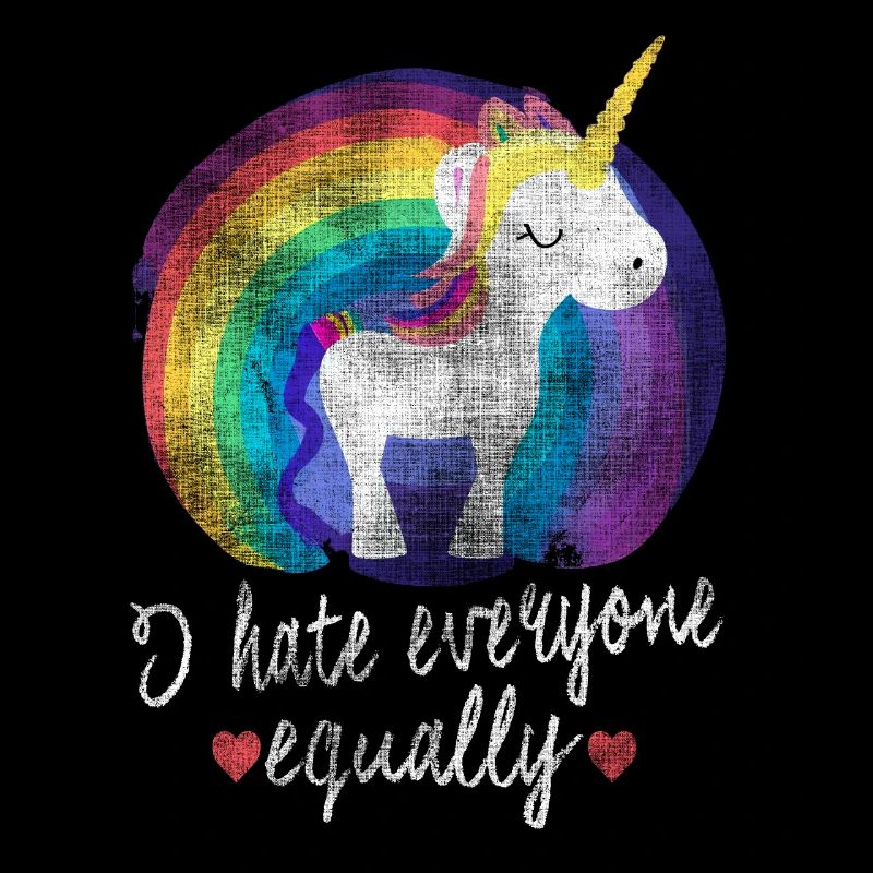hate everyone equally rainbow unicorn retro