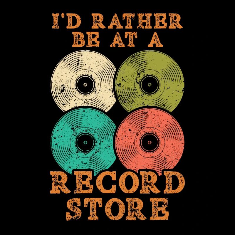 I'd Rather Be At A Record Store Vinyl Player Music