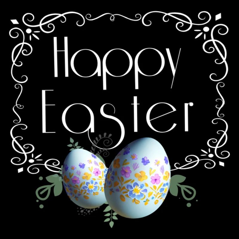 Happy Easter lettering with Easter eggs