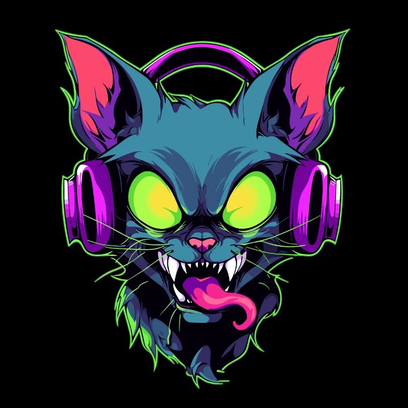 Costume de DJ d'Halloween effrayant de chat zombie EDM