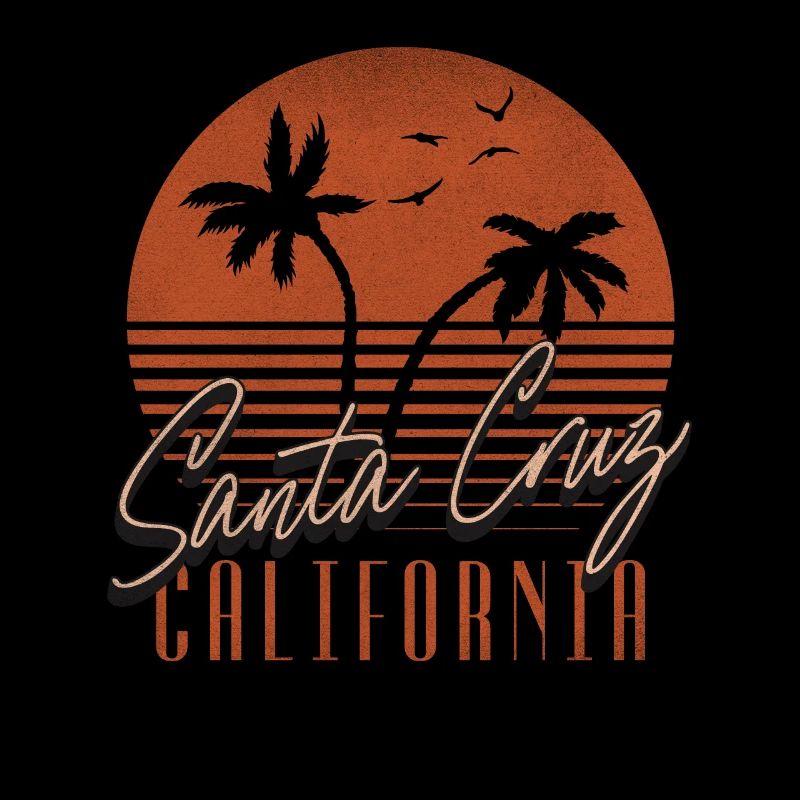 70s 80s CA Retro Palm Trees Sunset Santa Cruz