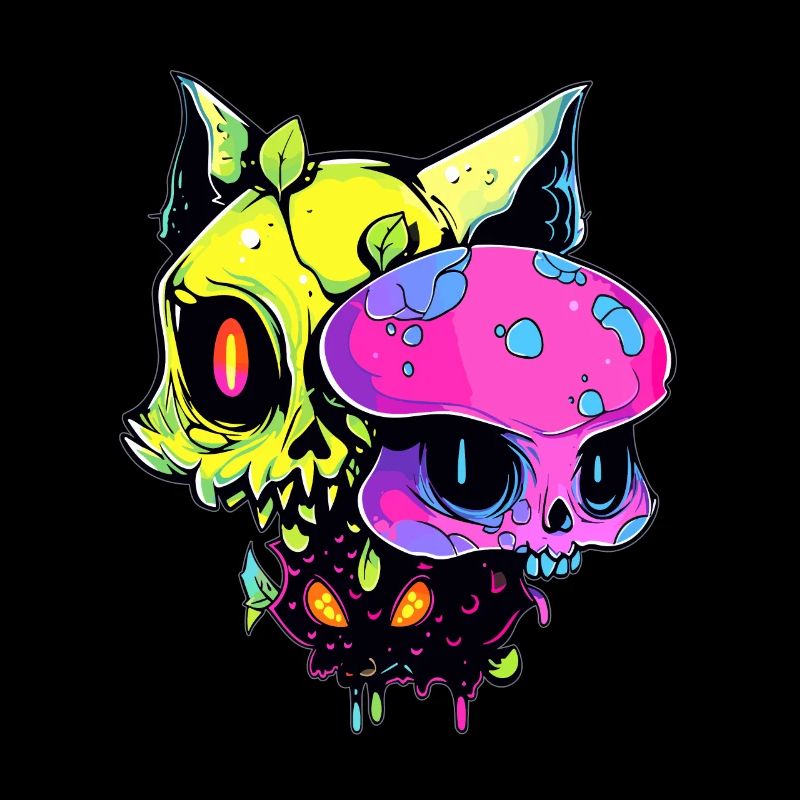 EDM Party Zombie Cat Psychedelic EDM Rave