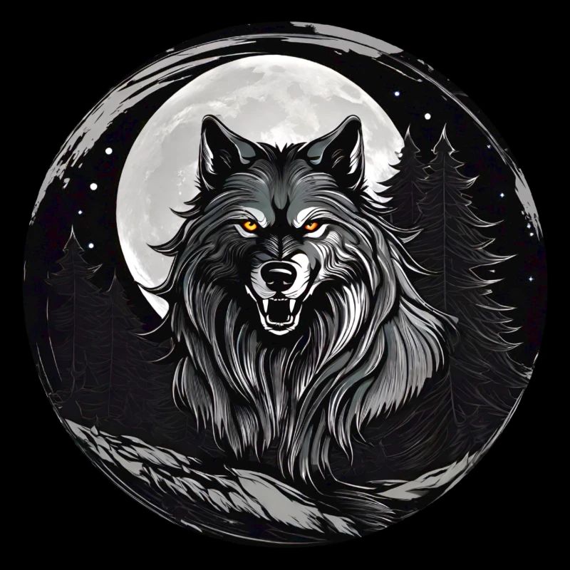 Wolf in the full moon
