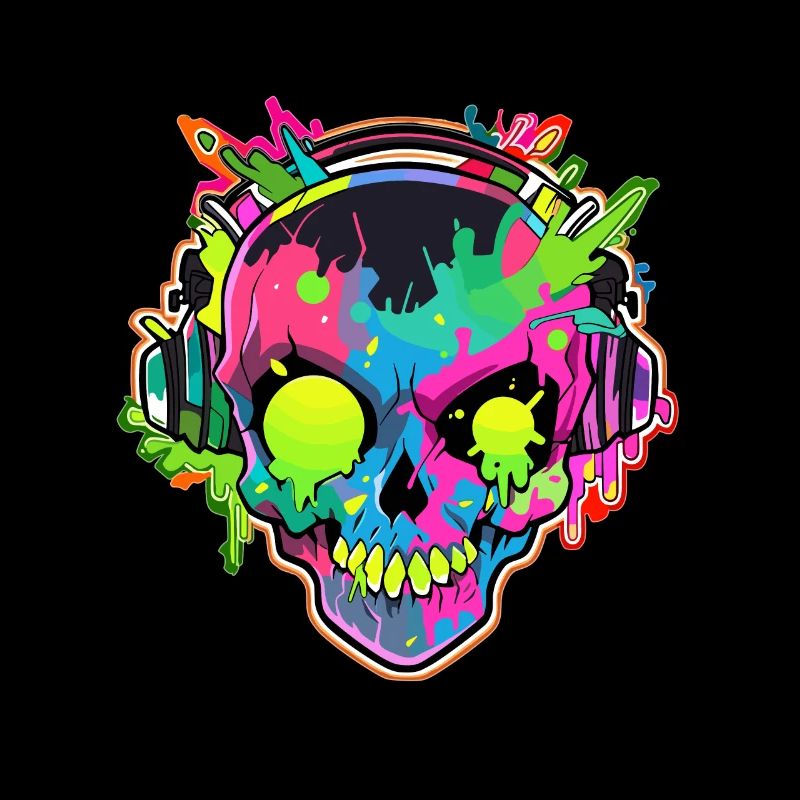 Trippy EDM Skull DJ Psychedelic Festival EDM Rave