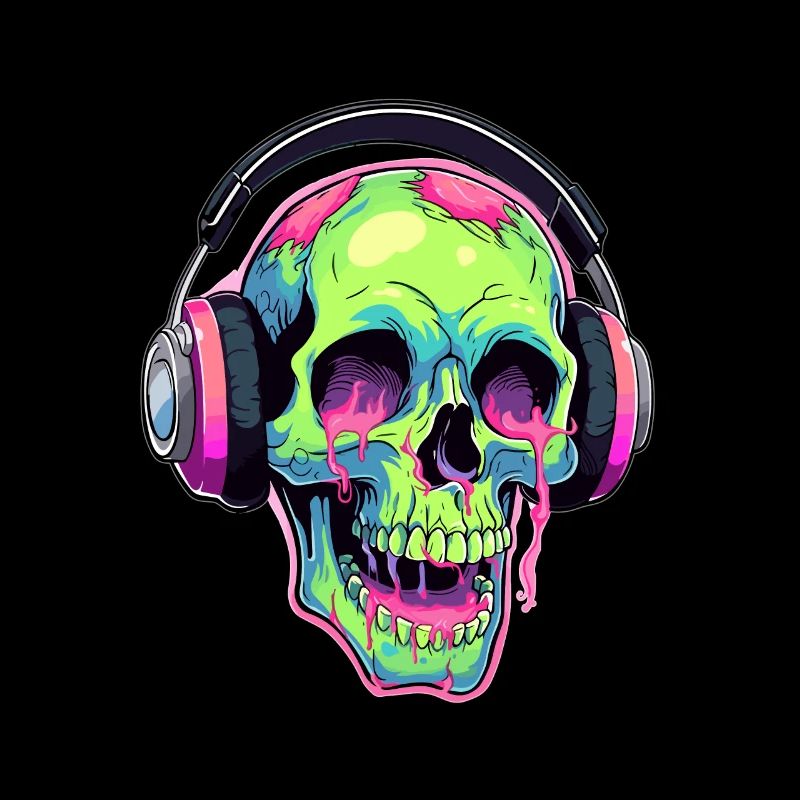 Trippy Techno Party Skull Summer EDM Rave