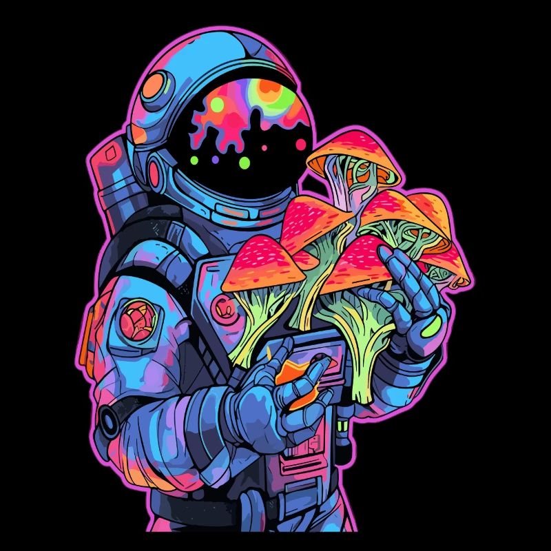 Techno Party Mushroom Art Astronaut EDM Rave