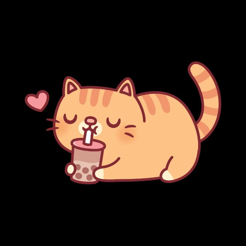 Mignon chat potelé aime le thé Boba