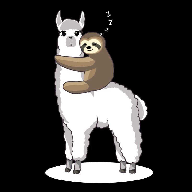Sloth sleeps on Alpaca Lama - gift