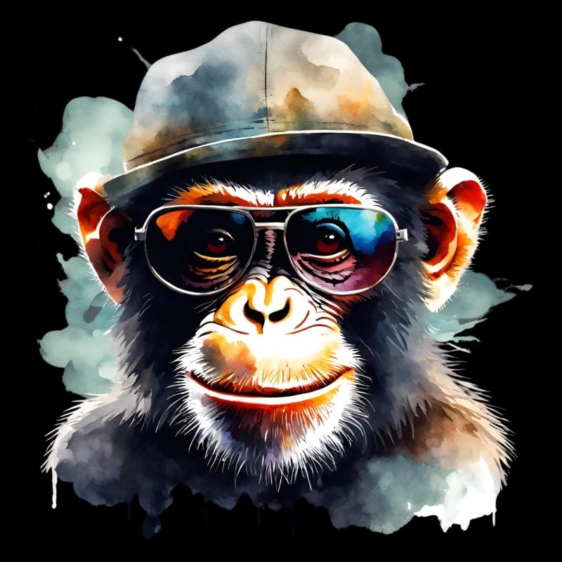 Cooler Affe mit Sonnenbrille und Hut Witziges Bild