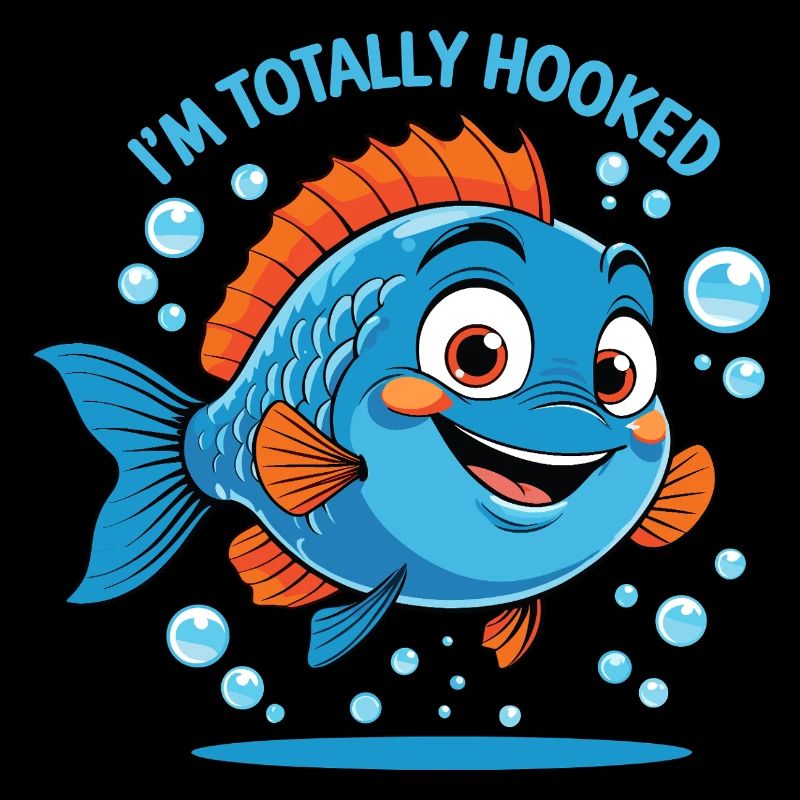 Fröhlicher Cartoon-Fisch - Totally Hooked