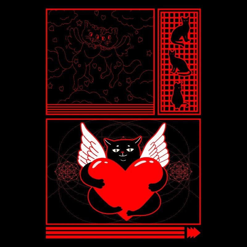 Chemise de Saint-Valentin, chat noir Saint-Valentin