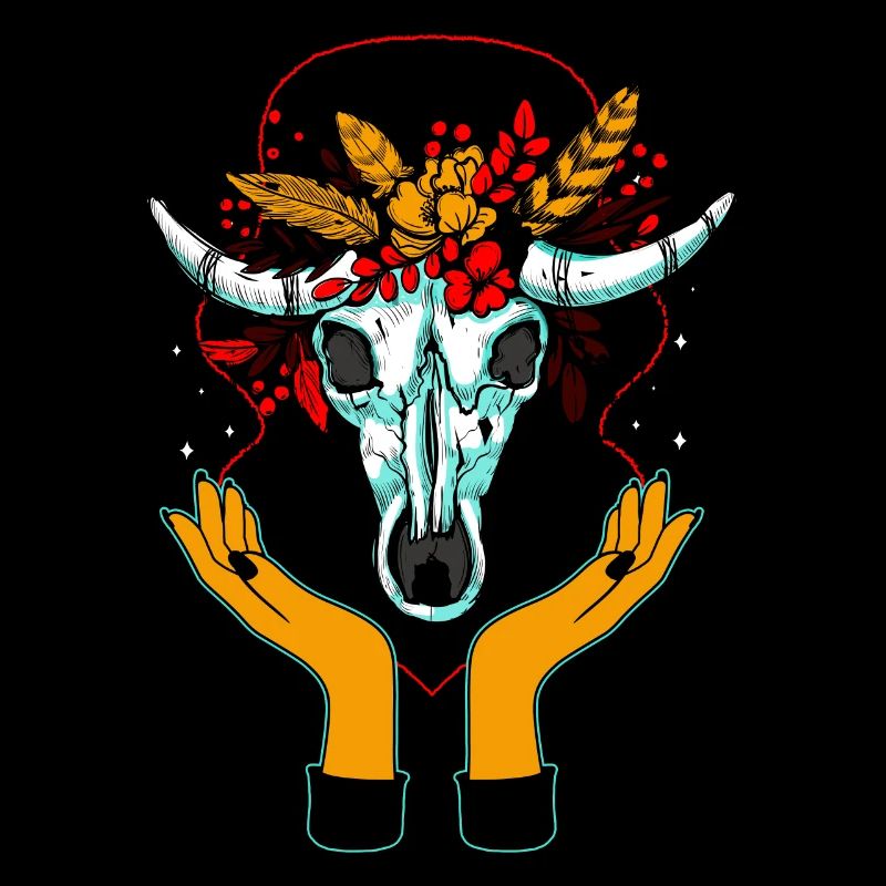 Chemise de vache, Boho Cow Skull Aztec Tee, Éventail de vache