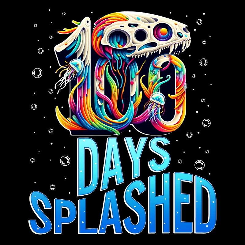School Shirt, 100 Days Splashed Skull Formed By