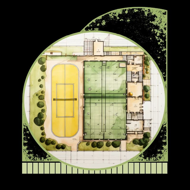 Pickleball Court Blueprints Technical Drawing