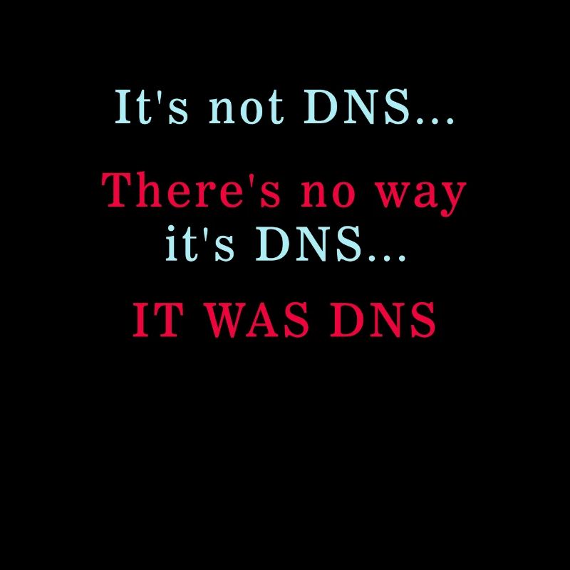 Funny Sysadmin Shirt, It's Not DNS There Is No