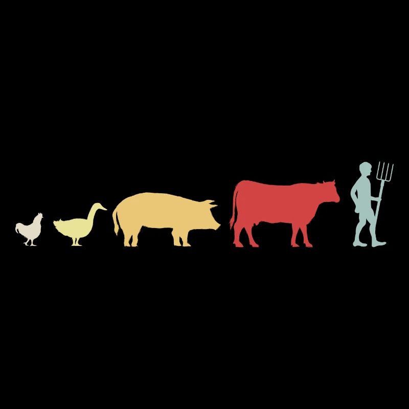 Farmer Evolution Poulet Cochon Vache Cadeau Rétro