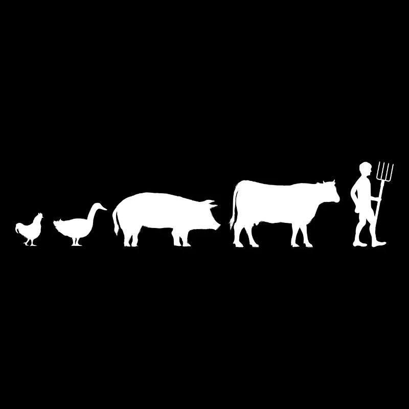 Farmer Evolution Poulet Cochon Vache Cadeau Blanc