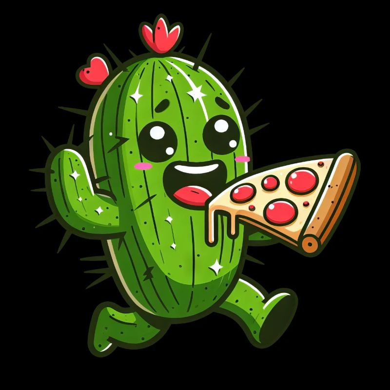 Mignon Cactus Pizza Coeur Bande Dessinée