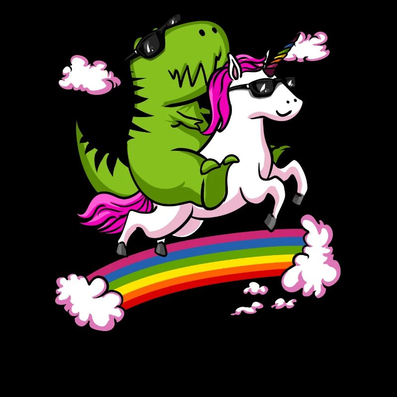 T-Rex Dinosaur Riding Unicorn Magical Rainbow
