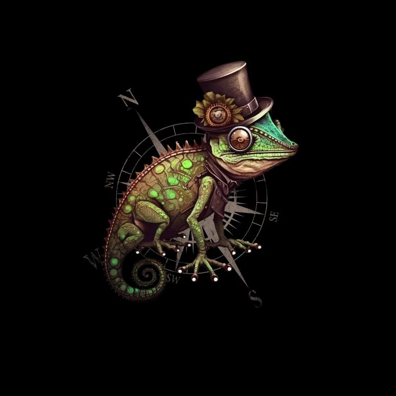 Cartoon Gekko with Compass
