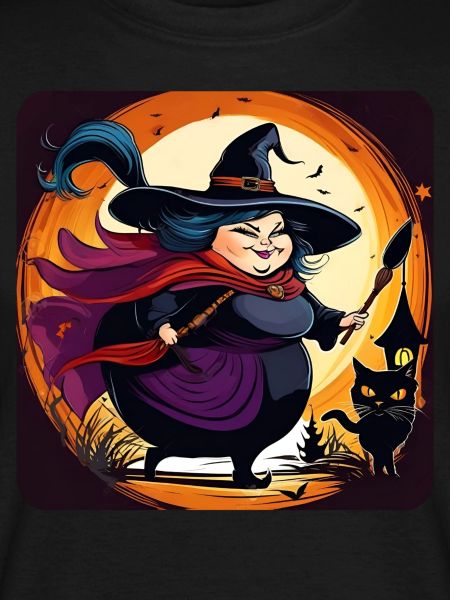 Grosse sorcière avec chat noir
