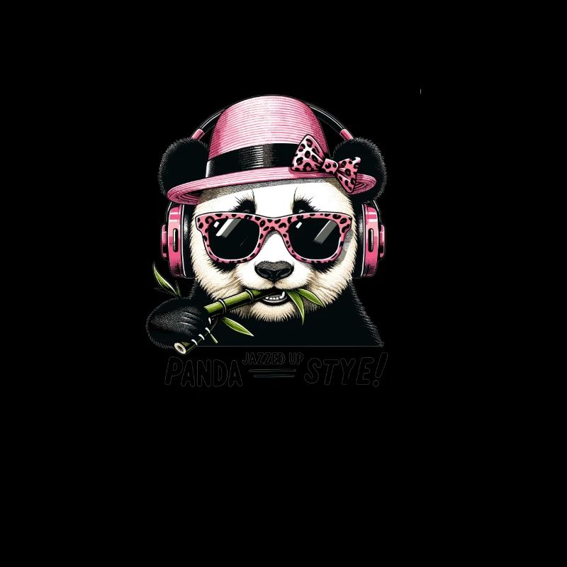 Panda de dessin animé avec des écouteurs et des lunettes de soleil