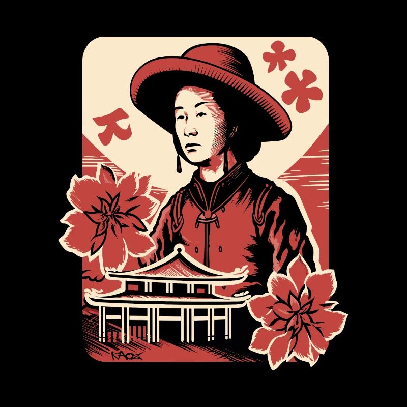 Asiatische Blumen: Porträt eines asiatischen Bauer