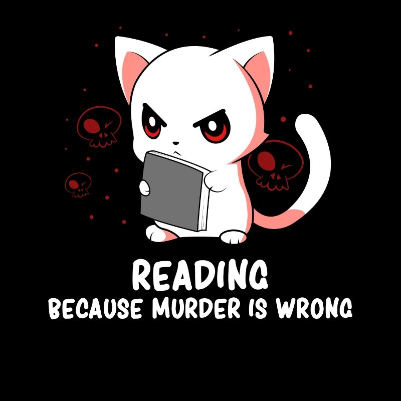 Reading - Reading Cat - Dark Humor - Reading Book