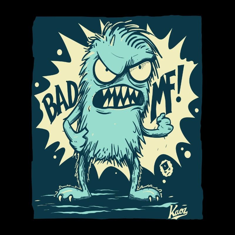 Le monstre maléfique, en colère, cool et drôle