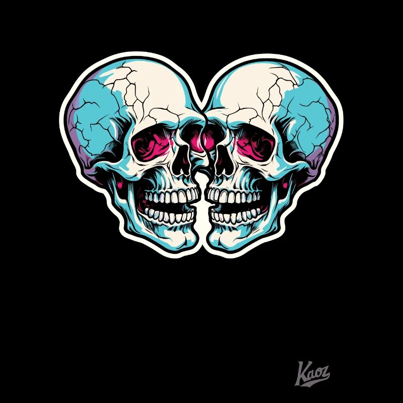 Laughing Cool Twin Skull Skull